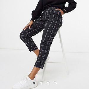 ASOS tailored smart tapered pants in mono plaid